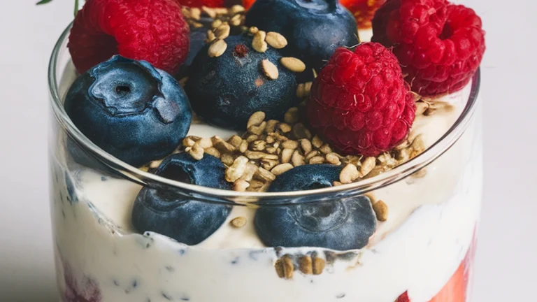 Greek Yogurt Parfait with Hemp Seeds and Berries - Featured