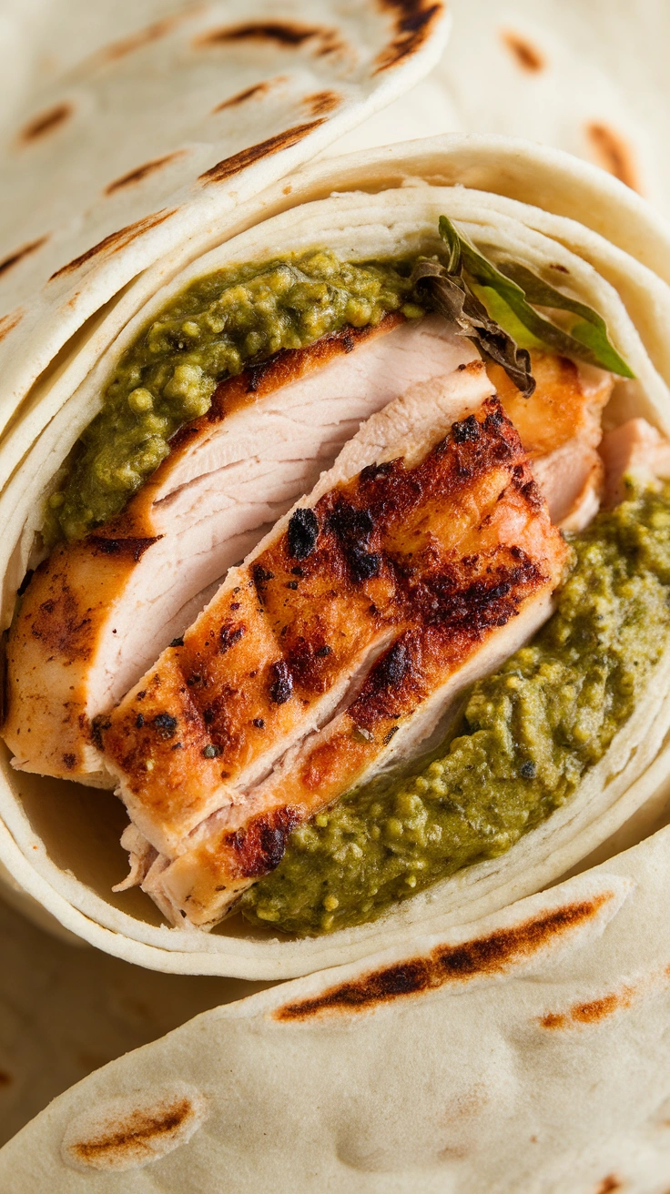 Grilled Chicken and Pesto Egg Wraps