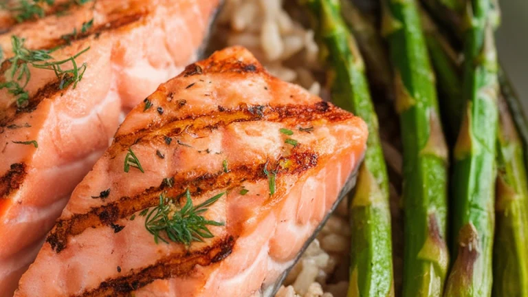 Grilled Salmon and Asparagus Grain Bowl - Featured