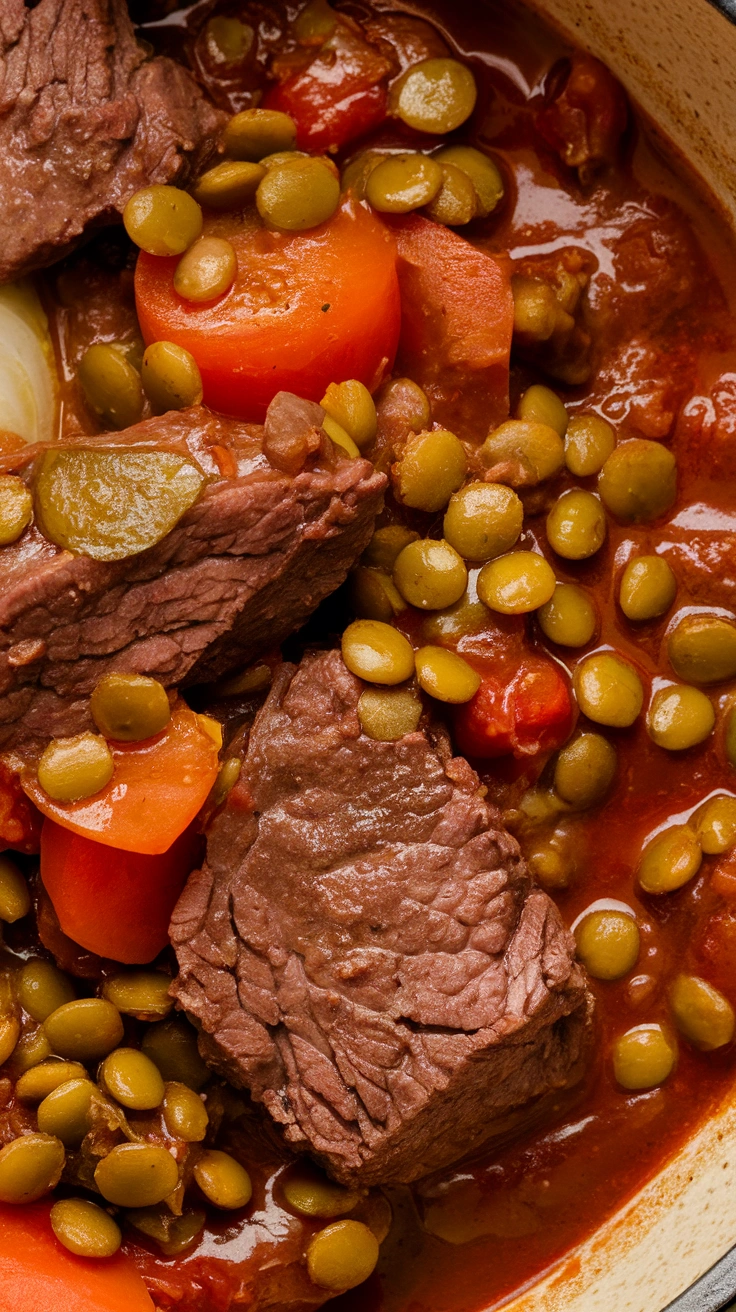 Hearty Beef and Green Lentil Stew