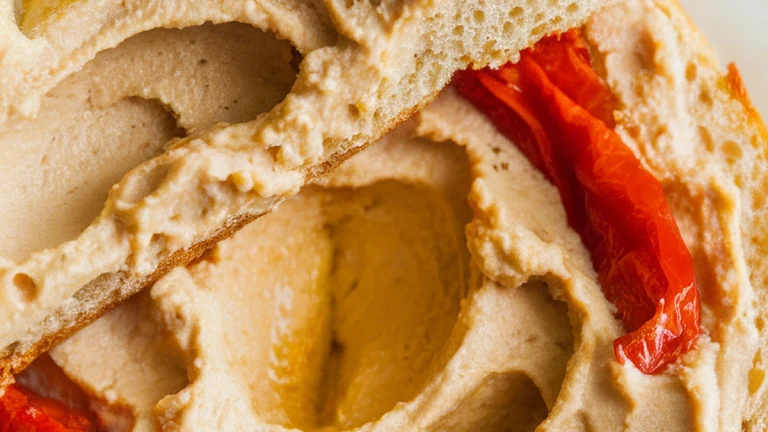 Hummus and Roasted Red Pepper Bagel - Featured