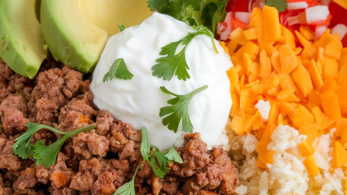 Keto Cauliflower Rice Beef Burrito Bowl - Featured