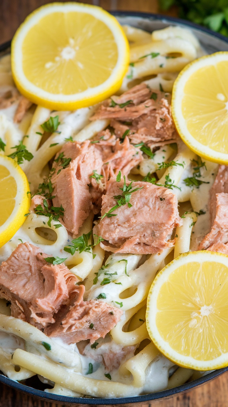 Lemon Garlic Tuna Pasta