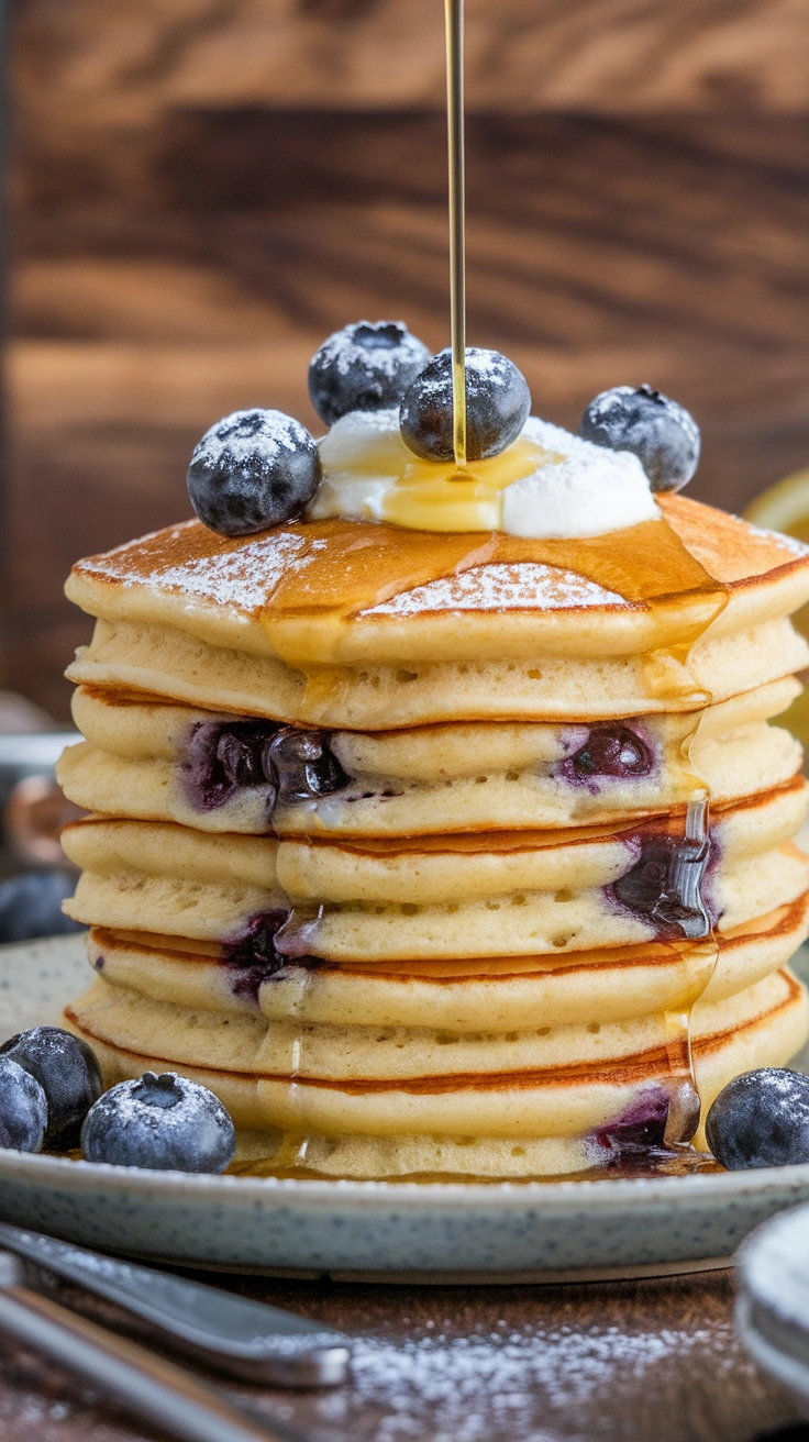 Lemon Ricotta Blueberry Pancakes