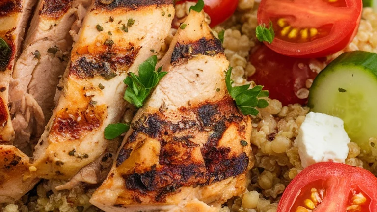 Mediterranean Grilled Chicken Quinoa Bowl - Featured