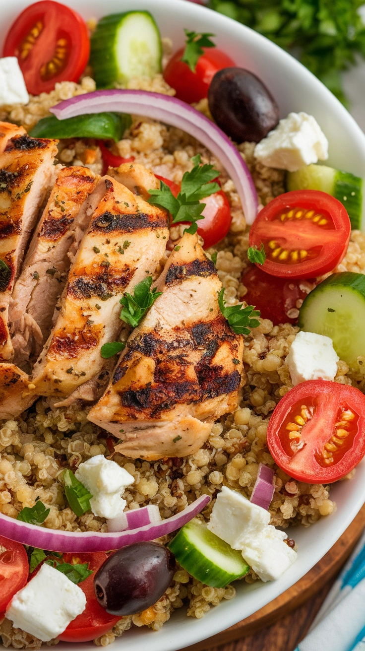 Mediterranean Grilled Chicken Quinoa Bowl