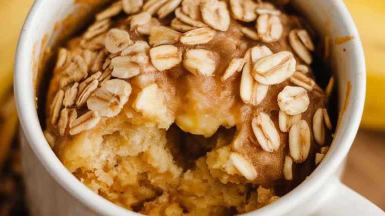 Microwave Banana Oat Mug Cake - Featured