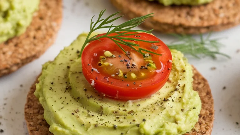 Mini Avocado Smash on Whole Grain Crackers - Featured