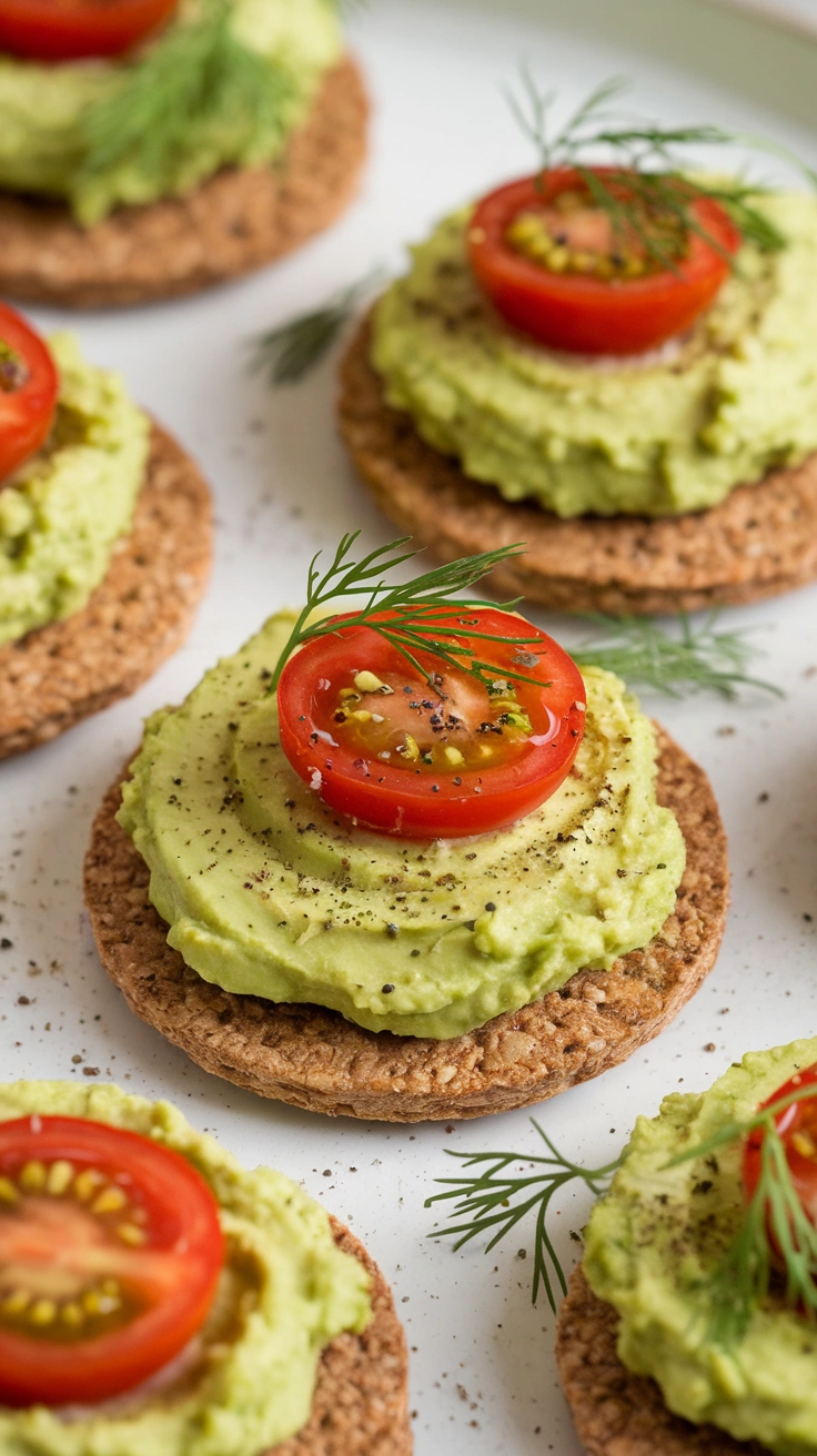 Mini Avocado Smash on Whole Grain Crackers