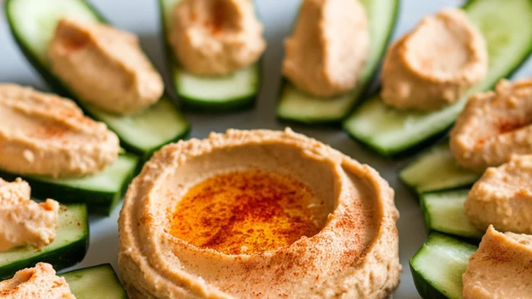 Mini Cucumber Boats with Hummus - Featured