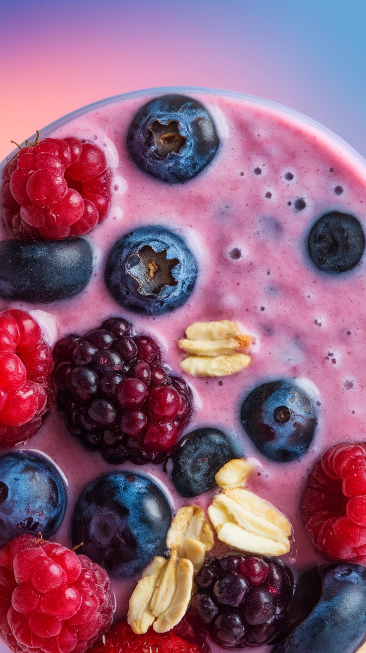 Mixed Berry Oatmeal Breakfast Smoothie
