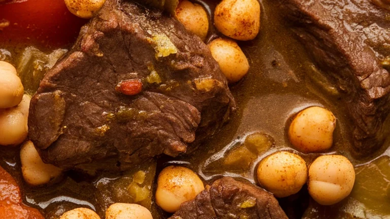 Moroccan Spiced Beef Stew with Chickpeas - Featured