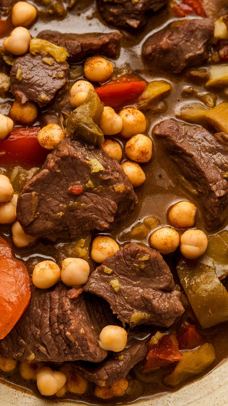 Moroccan Spiced Beef Stew with Chickpeas