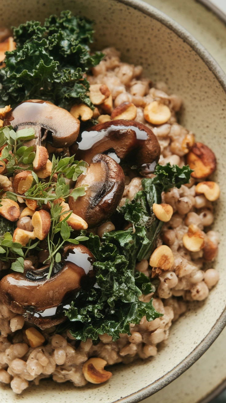Mushroom and Kale Buckwheat Bowl