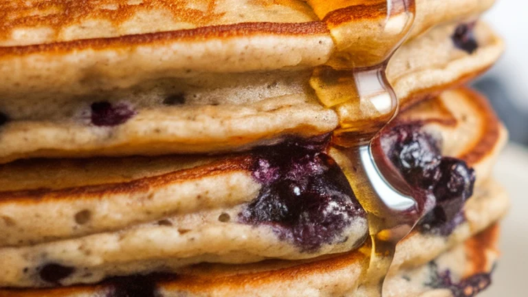 Oatmeal Blueberry Blender Pancakes - Featured