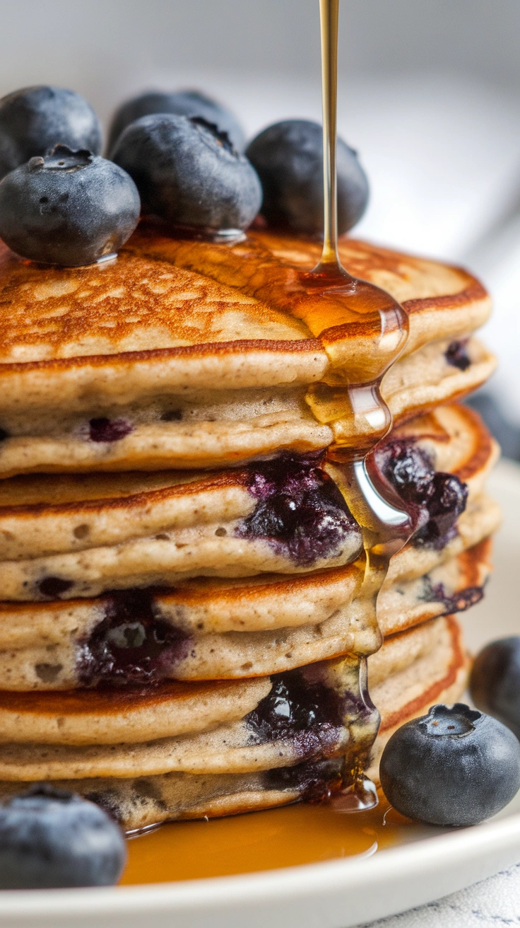 Oatmeal Blueberry Blender Pancakes
