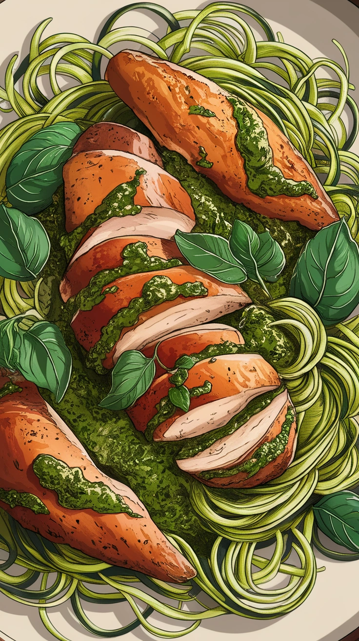 Pesto Chicken with Zucchini Noodles