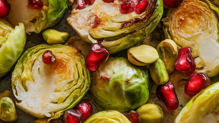 Pomegranate and Pistachio Brussels Sprouts - Featured