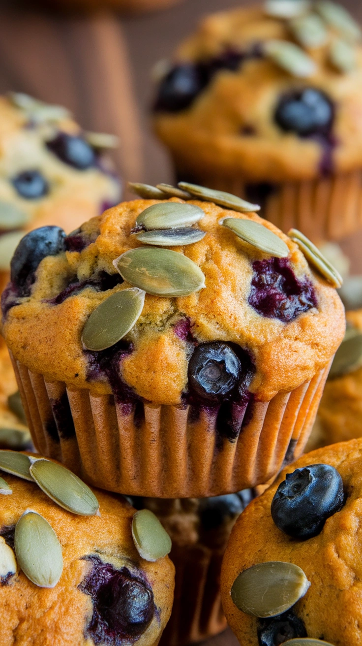 Pumpkin Seed Blueberry Muffins