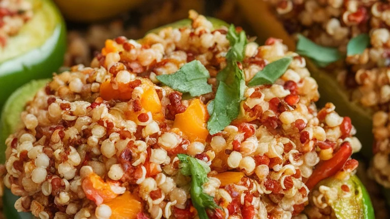 Quinoa Stuffed Air Fryer Bell Peppers - Featured