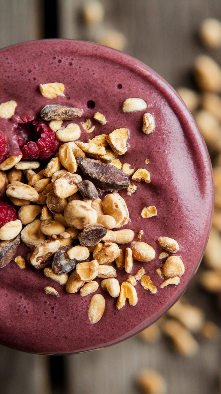 Raspberry Cacao Bean Smoothie