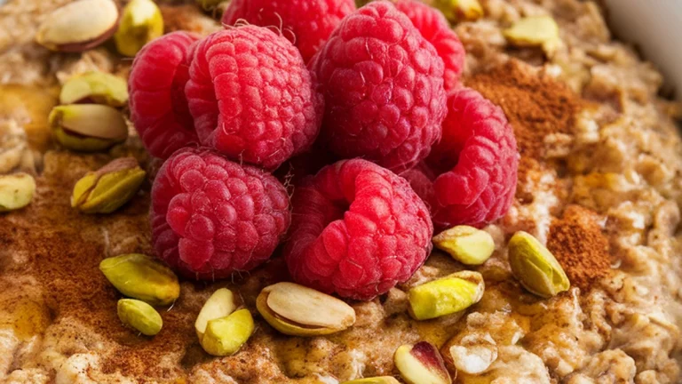 Raspberry Pistachio Baked Oatmeal - Featured