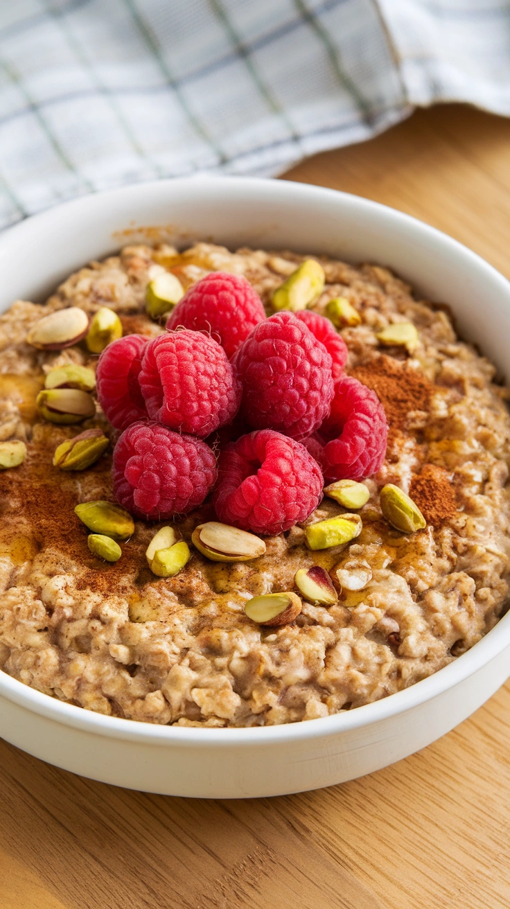 Raspberry Pistachio Baked Oatmeal