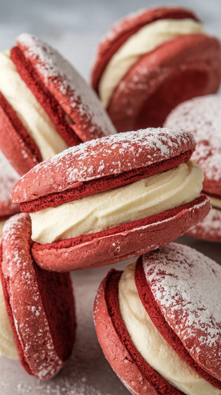 Red Velvet Cream Cheese Whoopie Pies