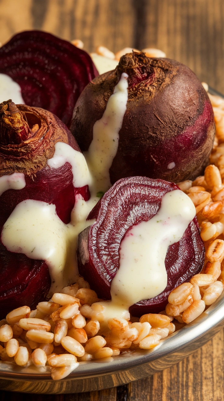 Roasted Beet and Goat Cheese Farro Bowl