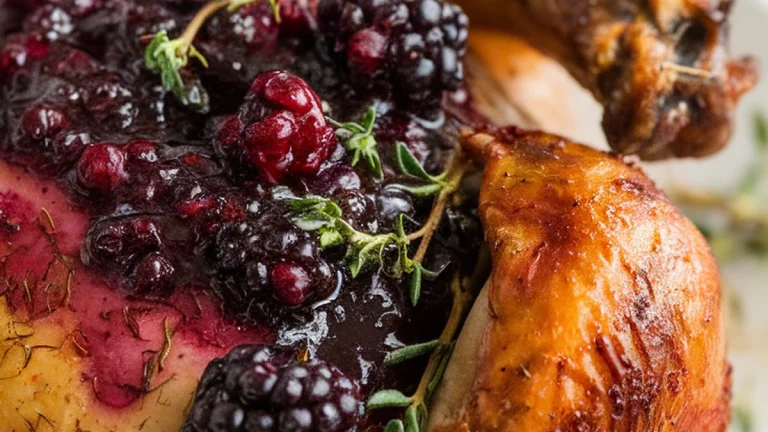 Roasted Chicken with Blackberry Thyme Sauce - Featured