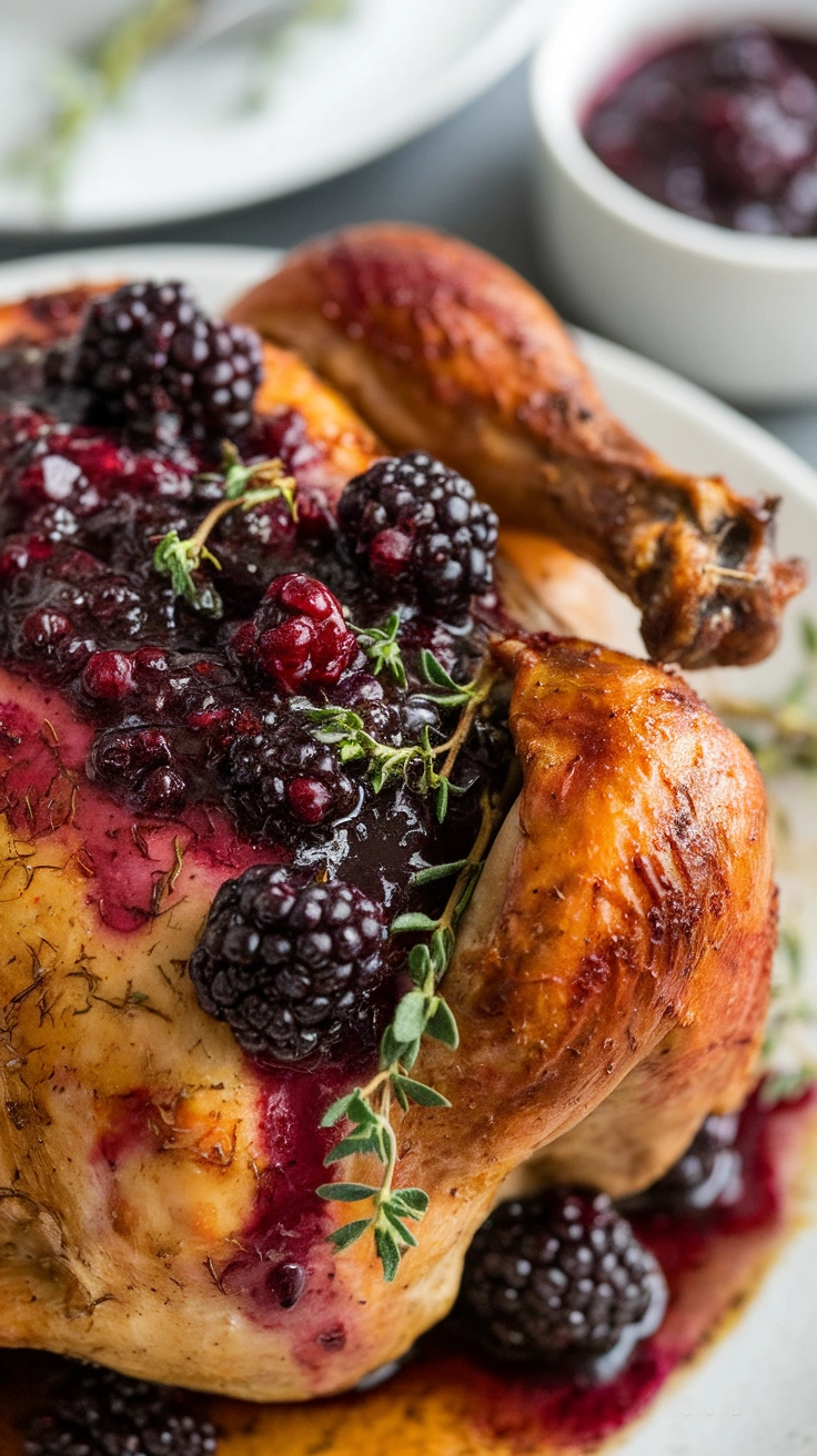 Roasted Chicken with Blackberry Thyme Sauce