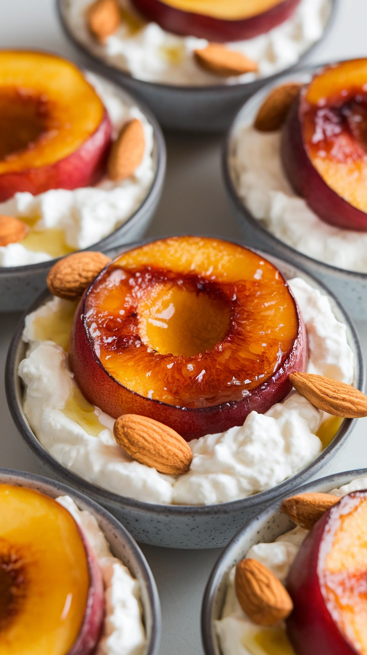 Roasted Peach and Cottage Cheese Bowls