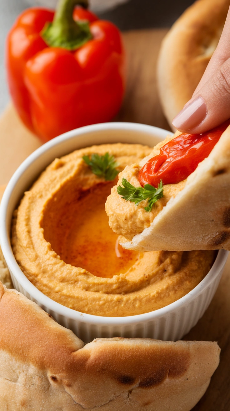 Roasted Red Pepper Hummus Cups