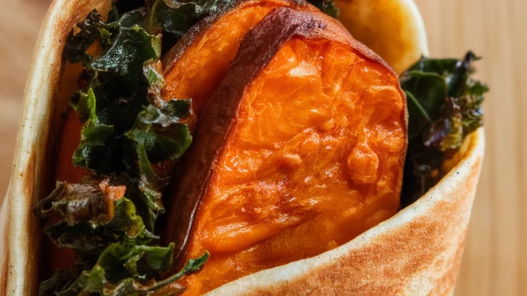 Roasted Sweet Potato and Kale Wraps - Featured