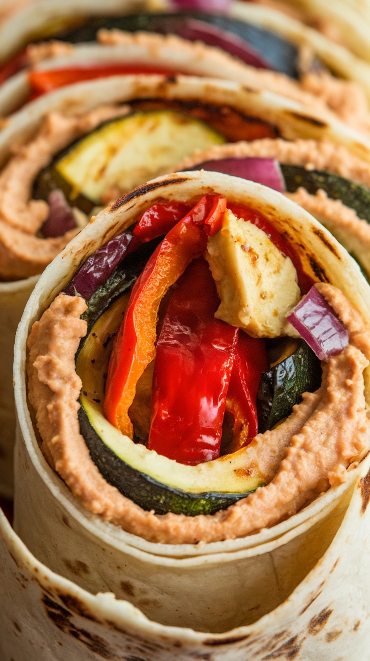Roasted Vegetable and Hummus Burritos