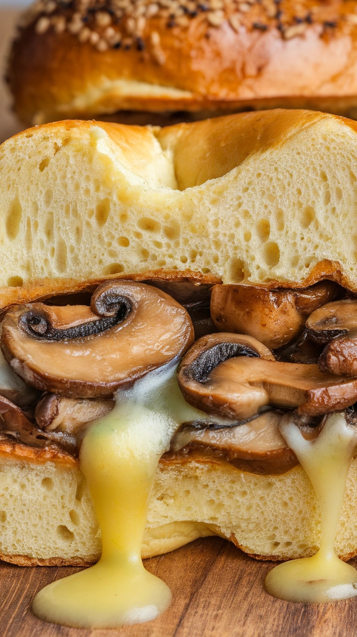 Sautéed Mushroom and Gruyère Bagel