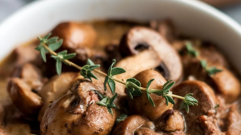 Savory Mushroom and Beef Stew with Thyme - Featured