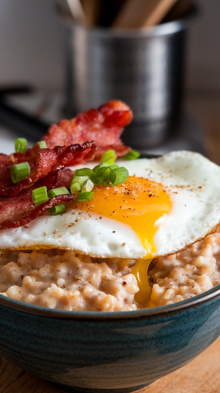 Savory Oatmeal with Fried Egg
