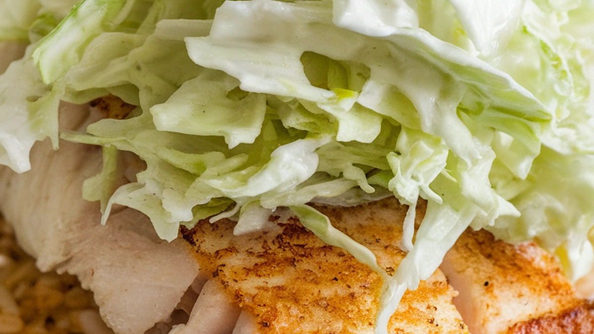 Seared Tilapia Burrito Bowl with Cabbage Slaw - Featured