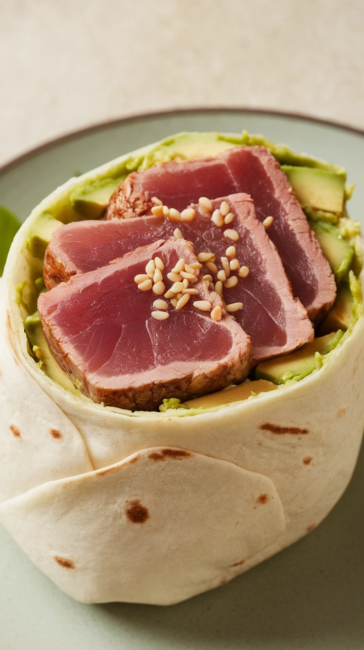 Seared Tuna and Avocado Burritos