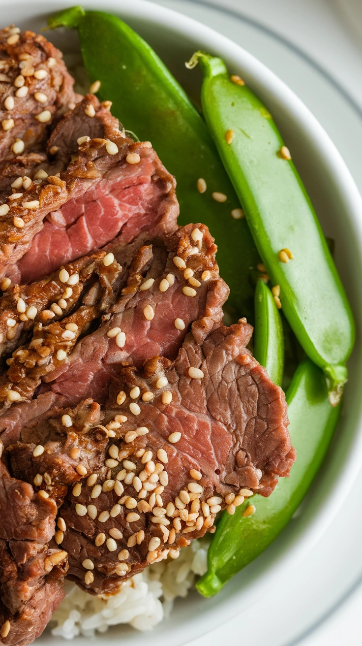 Sesame Beef and Snap Pea Bowl