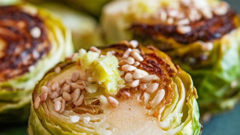 Sesame Ginger Pan-Seared Brussels Sprouts - Featured