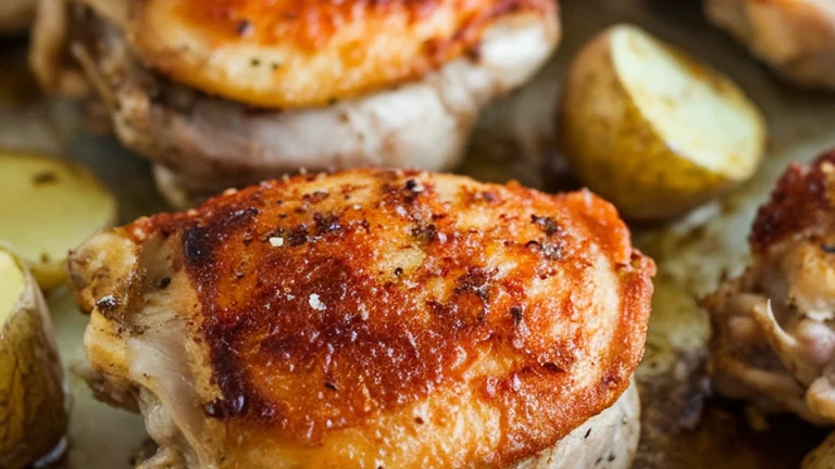 Sheet Pan Chicken Thighs and Potatoes - Featured