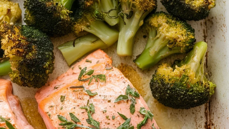 Sheet Pan Lemon Herb Salmon and Broccoli - Featured