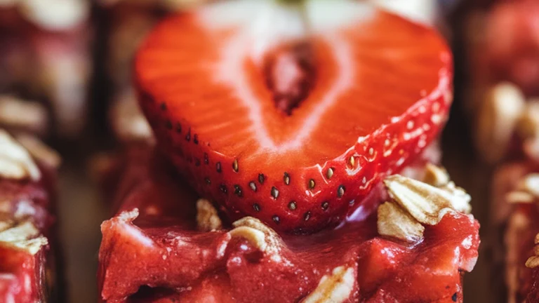 Skinny Strawberry Oat Bars - Featured