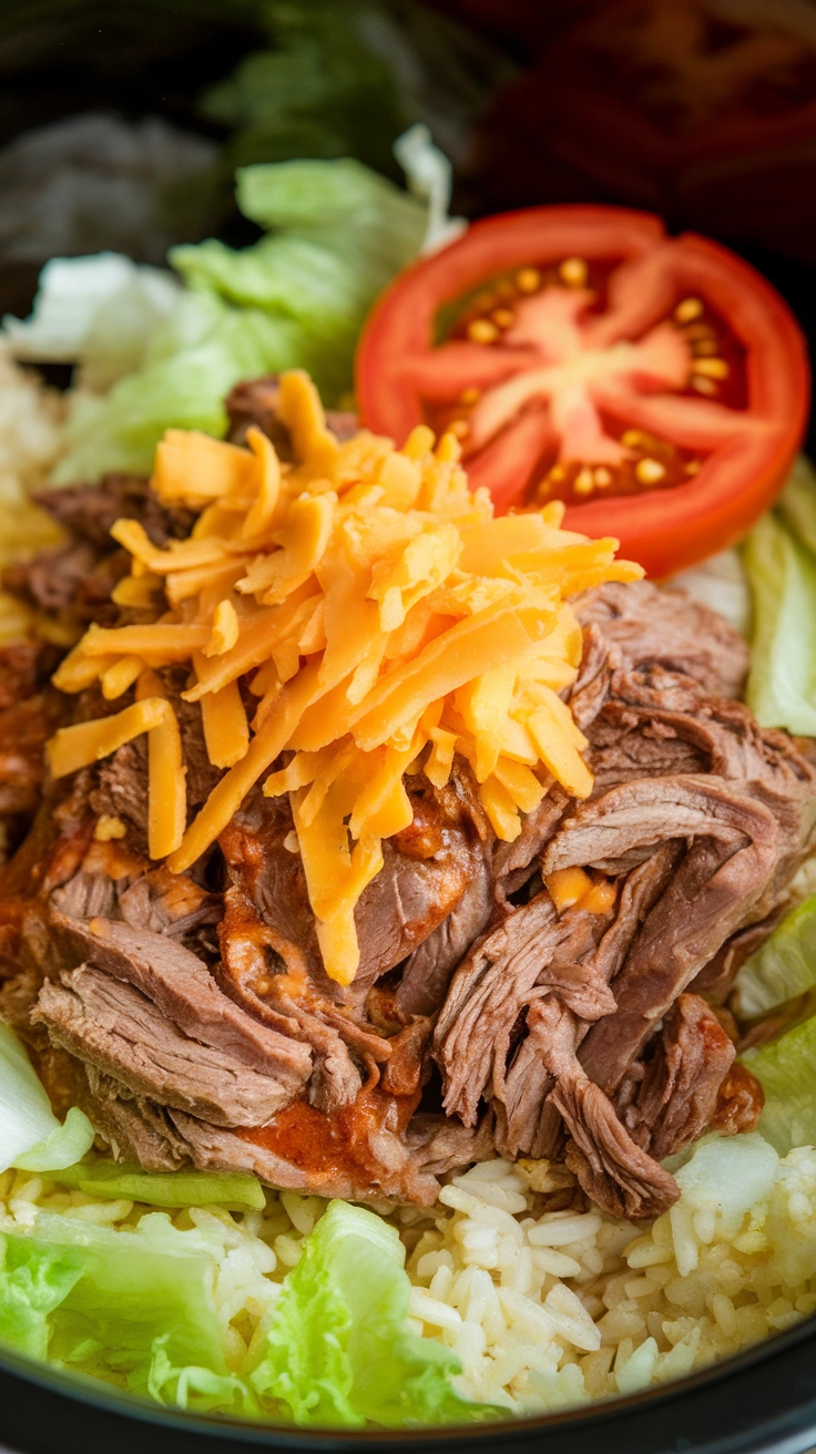 Slow Cooker Shredded Beef Burrito Bowl