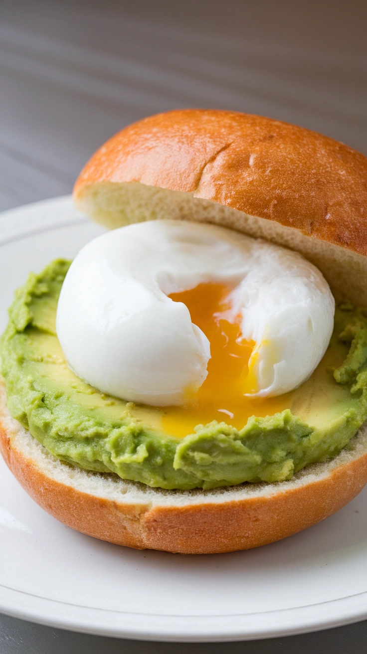 Smashed Avocado and Poached Egg Bagel