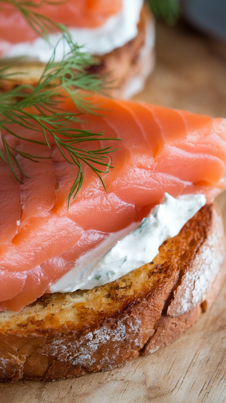 Smoked Salmon and Dill Cream Cheese Toast