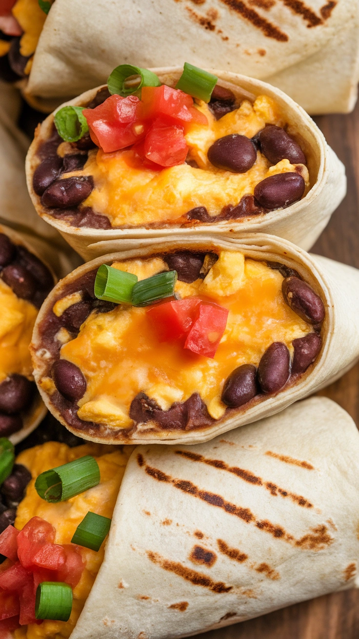 Southwest Black Bean and Scrambled Egg Burritos