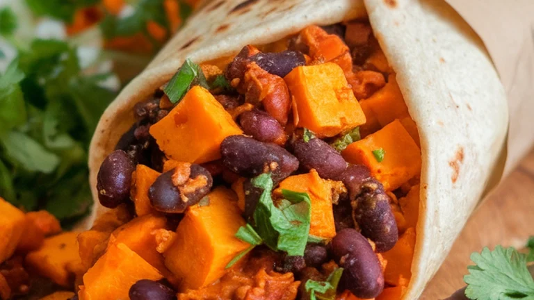 Spicy Black Bean and Sweet Potato Burritos - Featured